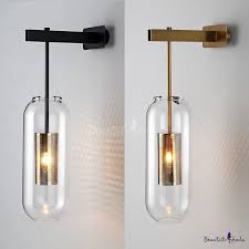 Maybe you would like to learn more about one of these? Oblong Clear Glass Wall Lamp Modern 1 Bulb Black Gold Sconce Lighting With Inner Mesh Cage Sconce Lighting Wall Lamp Wall Sconce Lighting