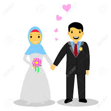 Gambar sedih wanita berhijab catatan adel. Hijab Wedding Couple Cartoon