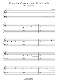 Cinq heures moins le quart 2. Klavier Musiknoten Comptine D Un Autre Ete L Apres Midi Sehr Leichte Stufe Mit Orchester Tiersen