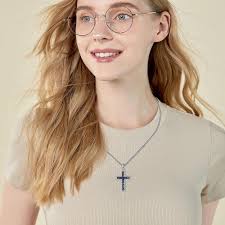 HKPATOP Cross Necklace Sterling Silver Abalone Shell Cross Pendant Necklace  Religious Cross Jewelry Gifts for Women Men