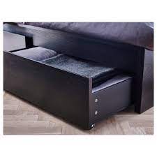 Malm High Bed Frame 4 Storage Boxes Black Brown Queen Ikea