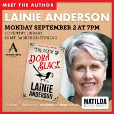 Can't wait to launch The Death of Dora Black at the Stirling Library with  the awesome team at Matilda Bookshop. I'm in conversation with Michelle  Prak Author, and there's wine too! Please