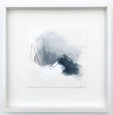 Abstract Painting On Watercolor Paper Beautifully Floating In A White Shadowbox Frame To Show The Raw Deckle Abstract Abstract Painting Blue Abstract Painting