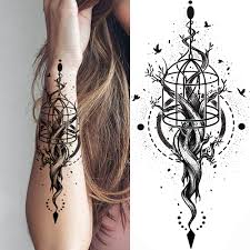 Ses branches atteignent les cieux et ses racines, le monde du dessous. Faux Tatouage Temporaire Pour Femmes Autocollant Cage Arbre De Vie Oiseau Loup Chat Noir Capteur De Reves Transfert D Eau Aliexpress