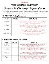  The Great Gatsby Chapter 1 Activity Character Report Cards The Great Gatsby The Great Gatsby Characters Gatsby