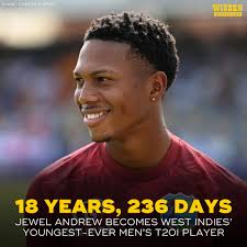 Against Pakistan, Jewel Andrew became the first player to represent West  Indies in men's T20Is before turning 19 💪 #WIvPAK #T20Cricket