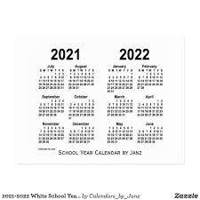 2021 2022 White School Year Calendar By Janz Postcard Zazzle Com School Calendar Custom Calendar Postcard