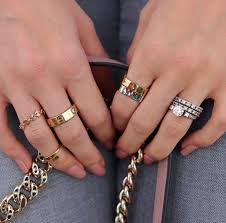 Blogger And Youtuber Shea Whitney Wearing The Colleen Ring In Gold And Silver The Vapor Midi Ring And The Fierce Jewelry Hand Jewelry Rings Fashion Jewelry