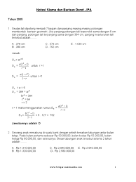 Jika panjang potongan tali terpendek 6 cm dan tali terpanjang 96 cm, maka panjang tali semula adalah…cm. Barisan Dan Deret Ipa