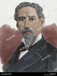 Ignacio Ramirez (1818-1879), the Necromancer (El Nigromante). Mexican poet,  writer and lawyer. 19th century engraving. Colored.