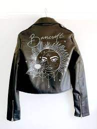 Hand Painted Leather Jacket For Weddings Painted Leather Jacket Bride Jacket Painted Jacket
