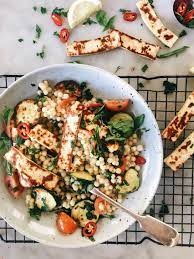 Check spelling or type a new query. Haloumi Zucchini Tomato And Pearl Couscous Salad The Healthy Hunter Pearl Couscous Salad Food Recipes