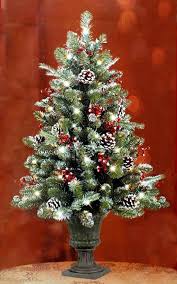 Snow Tipped Decorated Pre Lit Christmas Tree Pine Cones Red Berry Accents Small Christmas Trees Decorated Pre Lit Christmas Tree Tabletop Christmas Tree