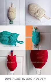 Owl Plastic Grocery Bag Holder Pattern Crochet Kitchen And Home Decor Bag Holder Pattern Crochet Kitchen Crochet Shell Stitch