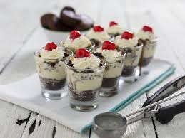 Shooters, cake cups, mini desserts ~ whatever you choose to call them, started out as a restaurant trend and has made its way over to weddings. Decadent Shot Glass Brownie Sundae Recipe Hgtv