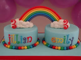 Birthday Cake For 3 Year Old Boy With Name Image Result For Birthday Cakes For Twins Turning 3 Twin Birthday Cakes Rainbow Birthday Cake Birthday Cake Kids