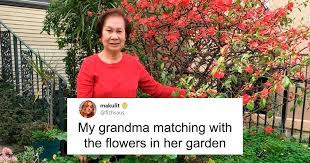 My grandma died when i was about 7 (way to kick it off with a downer there, pam), so there's not a whole lot that i remember about her. This Stylish Grandma Matches Her Outfits With The Flowers In Her Garden And Goes Viral Bored Panda