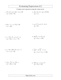Algebra Worksheet Evaluating Five Step Algebraic Expressions With Three Variables Evaluating Expressions Algebra Worksheets Evaluating Algebraic Expressions
