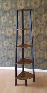 The bookcase is tall, with deep base shelves, and each of its shelves can support 50 pounds—so go ahead, load on the books! Corner Ladder Bookcase Vintage Industrial Shelving Unit Rustic Metal Plant Stand Ebay