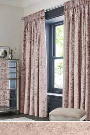 Next Crushed Velvet Pencil Pleat Lined Curtains Pink Crushed Velvet Living Room Velvet Living Room Drapes Curtains Living Room