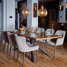 For traditionalists, choose pedestal dining room tables with a walnut or cherry finish as a sophisticated complement to your chicago loft or indianapolis hideaway. Bronx 200cm Dining Table 6 Grey Chairs
