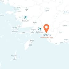 De geografische coördinaten zijn 37° 02′ 18″ n, 027° 25′ 45″ e. Fethiye Turkije Hillside Beach Club Turkije