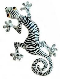 Gecko Outdoor Metal Art Painted Gecko W Zebra Coloring Etsy Outdoor Metal Art Gecko Wall Art Tropical Wall Decor