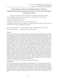We did not find results for: Pdf Sensemaking Corporate Social Responsibility Reflexive Organisational Change And Moral Transpose The Case Of Volkswagen Diesel Dupe Crisis