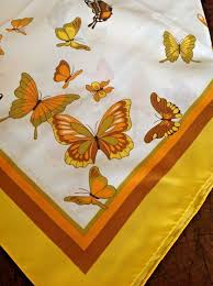 Vintage Kmart Scarf Butterflies Print White Yellow Orange Brown 26 Japan Kmart In 2020 Brown Butterflies Butterfly Print Kmart Scarf