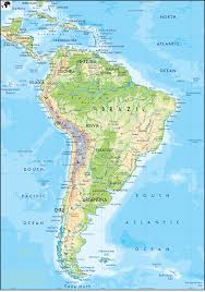 For example, the driest place on earth is the atacama desert located in chile, south america, the longest mountain range, the andes, amazon river basin is the world's largest river basin, world's highest waterfalls angel falls all make south america a fantastic place to visit and watch natural wonders. Free Printable Labeled Map Of South America Physical Pdf