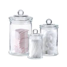 Bathroom accessories and fixtures bottles & flasks cotton wool jar. Mini Glass Apothecary Jars Cotton Jar Bathroom Storage Organizer Canisters Set Of 3 Buy Online At Best Price In Uae Amazon Ae