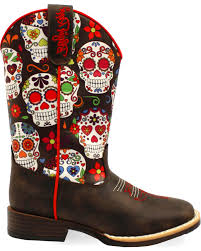 Blazin Roxx Girls Destiny Skull Boots Square Toe