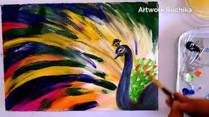Easy Abstract Peacock Painting Simple Acrylic Painting Youtube Simple Acrylic Paintings Peacock Painting Acrylic Painting Artworks