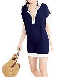 Kingscat Colorblock Beach Tunic Swimsuit Cover Up Navy One Size Navy Click Image To Review More Details Trendy Swim Swimsuit Cover Swimsuits