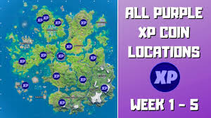 It should be noted that each week, new coins will be placed on the map at different locations. All 14 Purple Xp Coins Locations In Fortnite Chapter 2 Season 3 Week 1 5 Fortnite Xp Coins Youtube