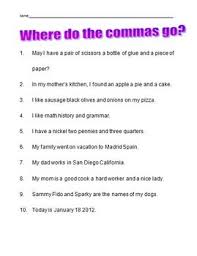 Commas In A Series Worksheet Second Grade Elementary Commas In A Series Worksheets Free Kids Math Worksheets