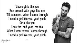 Maroon 5 Girls Like You Lyrics Ft Cardi B Youtube Yours Lyrics Lyrics Cardi B Lyrics