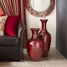 Glossy Red Bamboo Urns Red Living Room Decor Red Home Decor Living Room Red