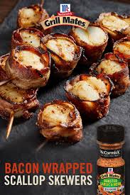 Bacon Wrapped Scallop Skewers Recipe Scallop Recipes Recipes Food