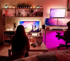 Design a fun home game room the whole family will enjoy! Gamer Couple Goal 2021 Cute Cozy Couple S Side By Side Gaming Room Setup Design Small Great Room