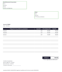 Modele Facture Association Gratuit Excel Word Google Doc