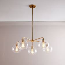 Sculptural Glass 5 Light Globe Chandelier Clear