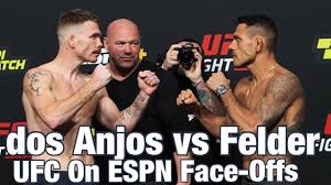 Dos anjos vs felder is the main event of the ufc fight night 183 (also known as ufc on espn+ 41 or ufc vegas 14). Ufc On Espn 41 Face Offs Rafael Dos Anjos Vs Paul Felder Youtube
