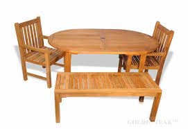 The outdoor teak bench is a stylish update to a traditional dining set, and is great for accommodating large groups. Teak Outdoor Dining Set Oval Table 2 Benches Two Armchairs From Goldenteak