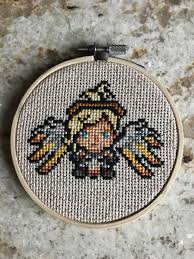 A cross stitch pin i made of link's health bar. Overwatch Cross Stitch Series Part 4 Mercy Album On Imgur