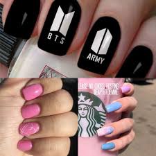 Follow our easy guide to remove acrylic nails safely without wrecking or ruining your natural nails. Cutest Bts Inspired Nail Art Kawaii Nails Korean Nail Art Army Nails
