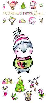 Learn How To Draw Christmas Cuties Step By Step Using Simple Shapes And Lines Perfect For Making Christmas Easy Christmas Drawings Christmas Drawing Drawings