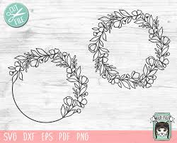 Wreath Svg File Floral Wreath Svg Monogram Wreath Svg Etsy In 2020 Monogram Frame Floral Monogram Svg
