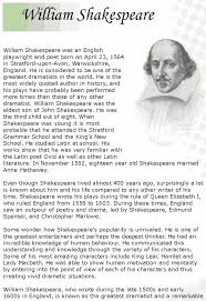 Grade 7 Reading Lesson 12 Biographies Shakespeare 1 Reading Lessons Reading Comprehension Lessons English Reading