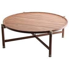 Otto Round Coffee Table In Light Walnut With Antique Brass Fittings And Stem Coffee Table Round Coffee Table Round Walnut Coffee Table
